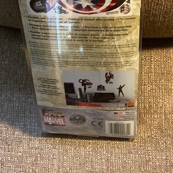 Captain America peel & stick wall decals. 4 adhesive precut reusable. - Picture 6 of 6